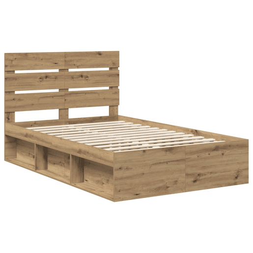 Estrutura de cama de casal moderno com cabeceira - Carvalho Artesanal 135 x 190 cm