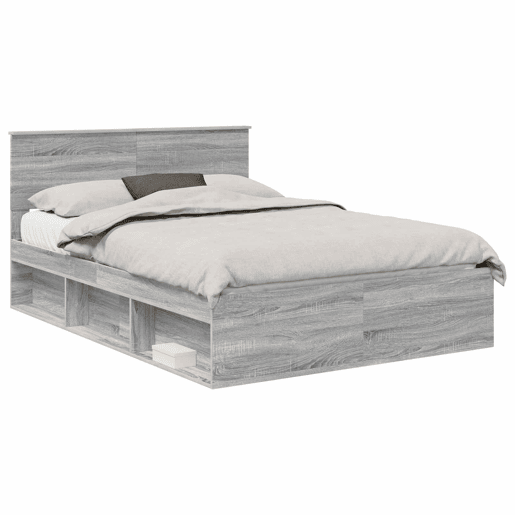 Estrutura da Cama de casal simple com cabeceira Cinza Sonoma 135 x 190 cm