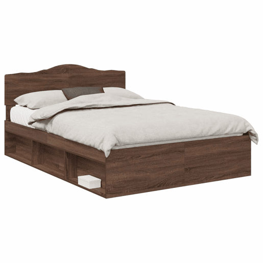 Estrutura da Cama de casal moderno com cabeceira Carvalho Marrom 140 x 200 cm