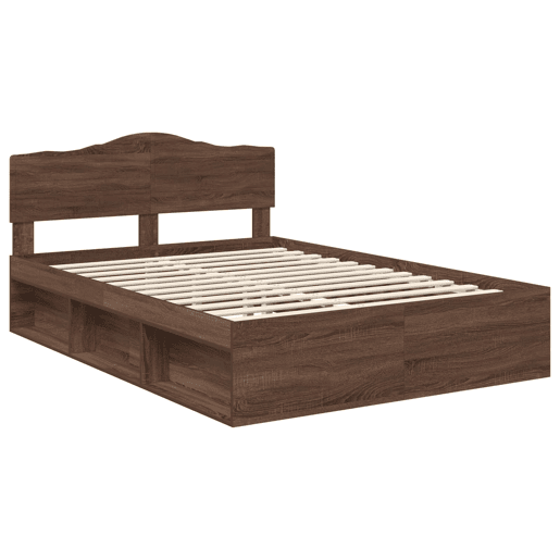 Estrutura da Cama de casal moderno com cabeceira Carvalho Marrom 140 x 200 cm