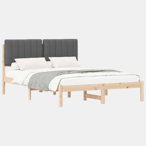 Estrutura de Cama de casal moderno com Cabeceira Estofada Cinza Escuro