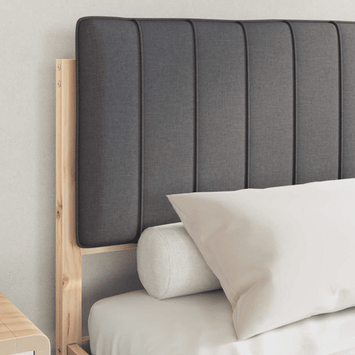 Estrutura de Cama de casal moderno com Cabeceira Estofada Cinza Escuro