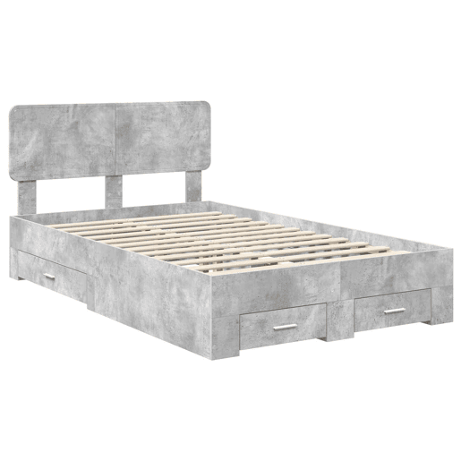 Estrutura De Cama De Casal Moderno - Cinzento 135 x 190 cm Madeira processada