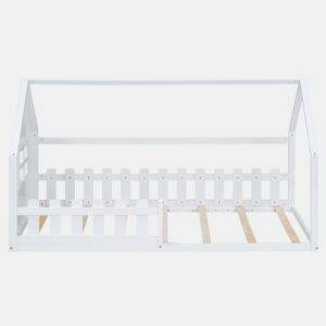 Cama-cama para crianças 90x200 cm - em forma de casinha - em madeira de pinho e MDF - Branco