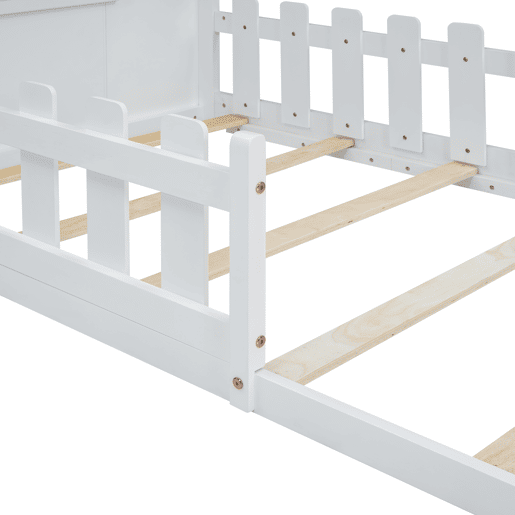 Cama-cama para crianças 90x200 cm - em forma de casinha - em madeira de pinho e MDF - Branco