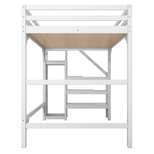 Cama alta com roupeiro - 140x200 cm - com estrado de molas - Branco Cama alta com roupeiro - 140x200 cm - com estrado de molas - Branco