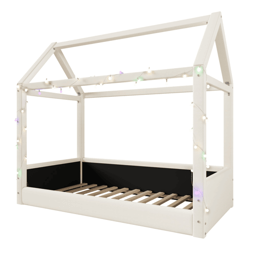 Cama de dia estofada 90x200 - com luzes LED - Bege