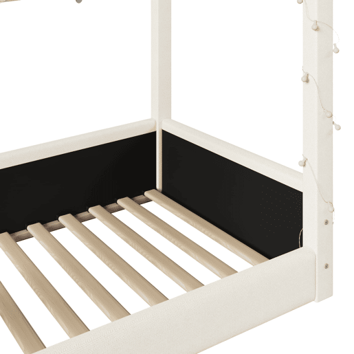 Cama de dia estofada 90x200 - com luzes LED - Bege