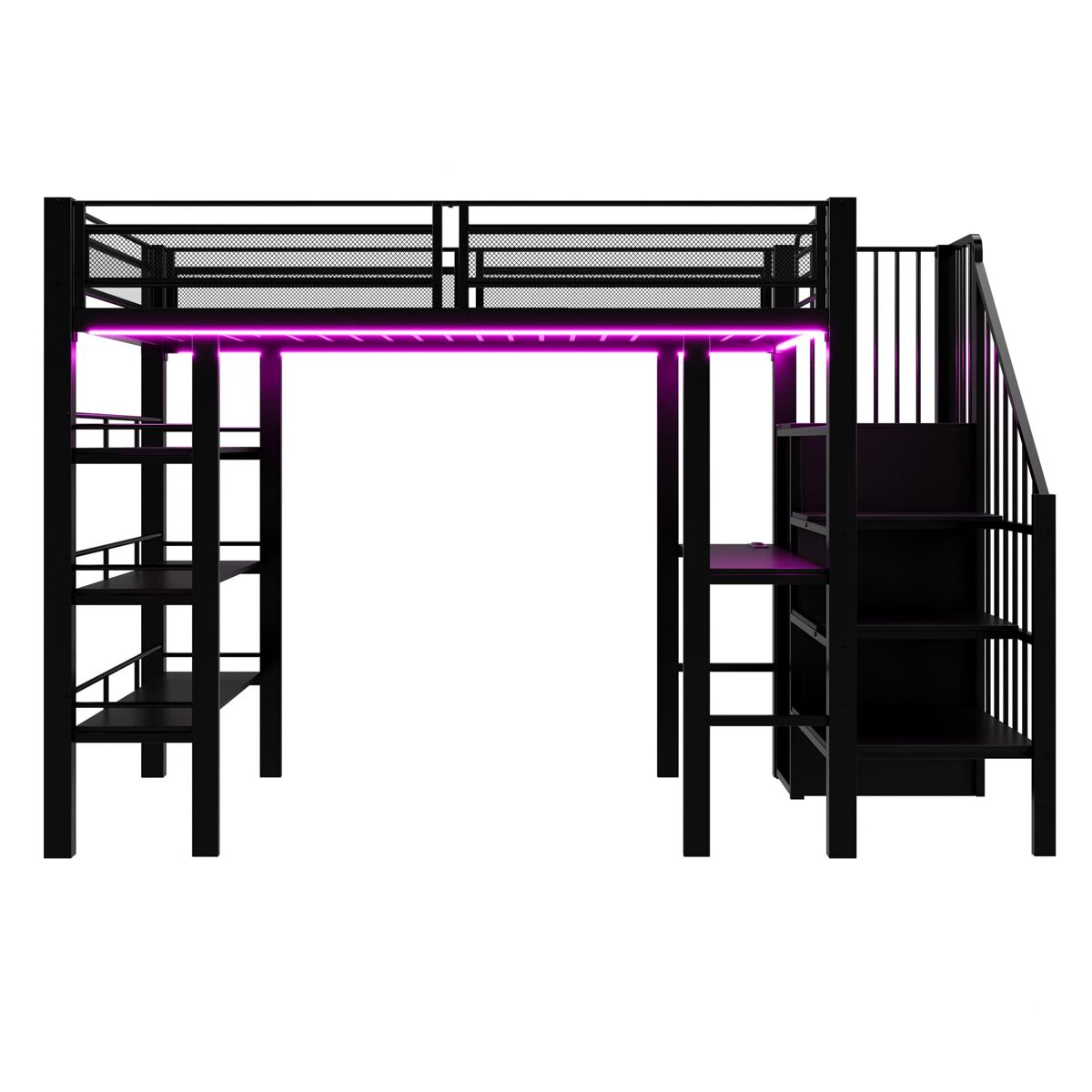 Cama alta para niños 252x98 Negro