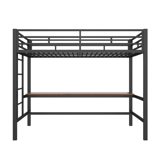 Cama alta 90x200 cm - Com grade, escada, mesa com USB e tomada, faixa de luz com controle por app, com luzes LED, em conformidade com a norma EN747 - Preto
