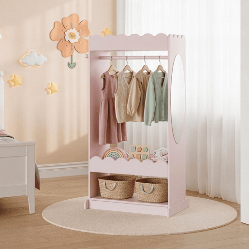Bengaleiro de criança Vestnes com espelho 120x63x38 cm Cotton Candy en.casa
