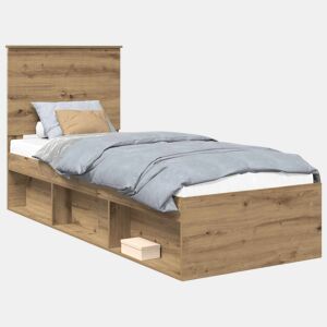 Estrutura de cama de solteiro moderno com cabeceira - Carvalho Artesanal 75 x 190 cm