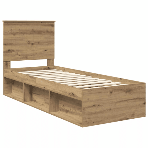Estrutura de cama de solteiro moderno com cabeceira - Carvalho Artesanal 75 x 190 cm