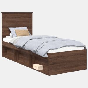 Estrutura de cama de solteiro moderno com cabeceira - Carvalho Marrom 75 x 190 cm