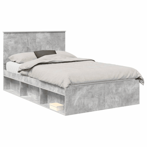 Estrutura da Cama de casal simple com cabeceira Cinza Concreto 135 x 190 cm