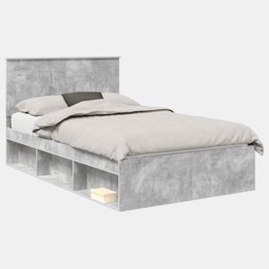 Estrutura da Cama de casal simple com cabeceira Cinza Concreto 135 x 190 cm