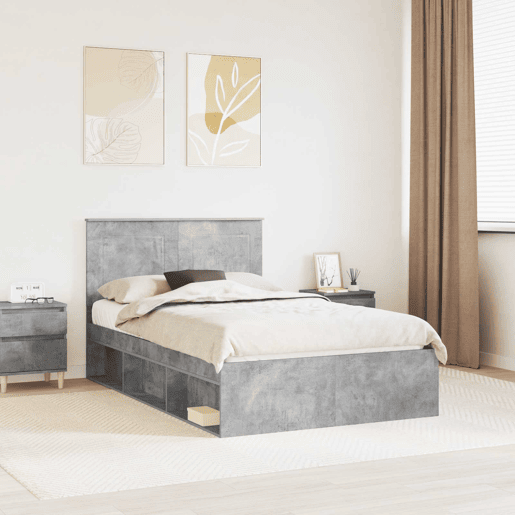 Estrutura da Cama de casal simple com cabeceira Cinza Concreto 135 x 190 cm