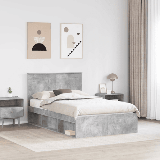 Estrutura da Cama de casal simple com cabeceira Cinza Concreto 135 x 190 cm