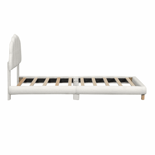 Cama individual, 90x200 cm - Plush, cabeceira adorável - Branco