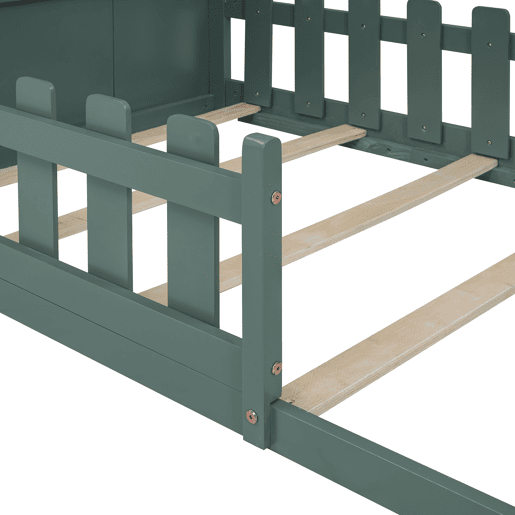 Cabina-cama para crianças 90x200 cm - em forma de casinha - em madeira de pinho e MDF - Verde