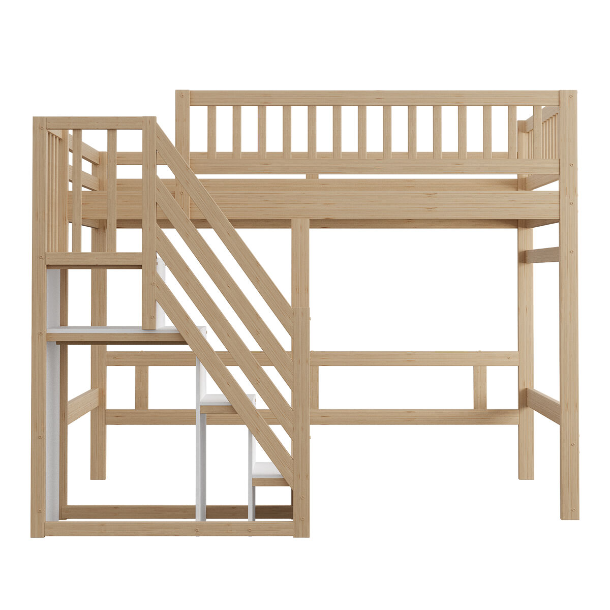 Cama alta para niños 192x205 Natural/ Blanco