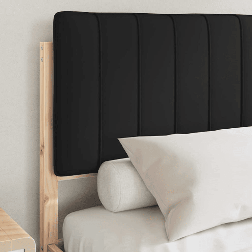 Estrutura de Cama de casal moderno com Cabeceira Estofada Preto 140 x 200 cm