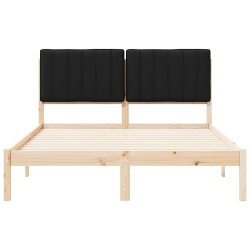 Estrutura de Cama de casal moderno com Cabeceira Estofada Preto 140 x 200 cm