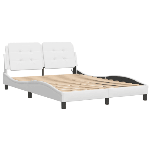 Estrutura de Cama de casal moderno com LED sem colchão Zadar 140x200 cm branco