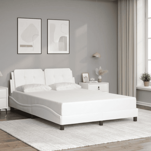 Estrutura de Cama de casal moderno com LED sem colchão Zadar 140x200 cm branco