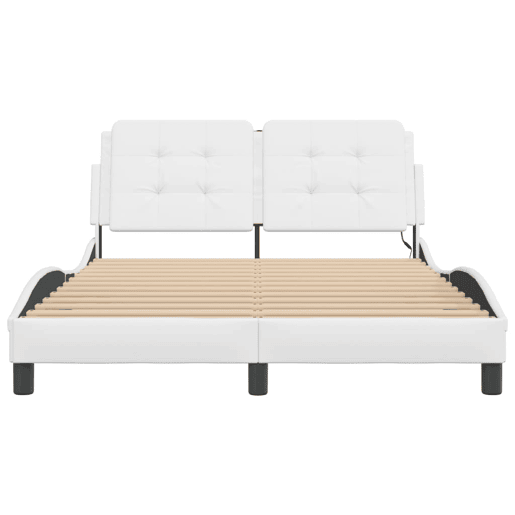 Estrutura de Cama de casal moderno com LED sem colchão Zadar 140x200 cm branco