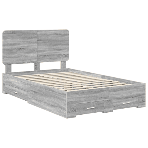 Estrutura De Cama De Casal Moderno - Cinza Sonoma 135 x 190 cm Madeira processada