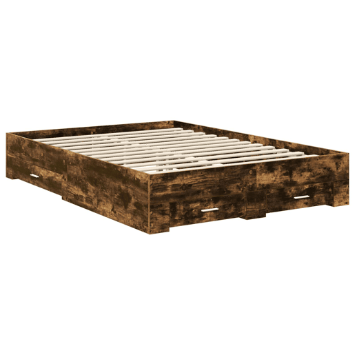 Estrutura de cama de casal com cabeceira - Carvalho Defumado 140 x 190 cm