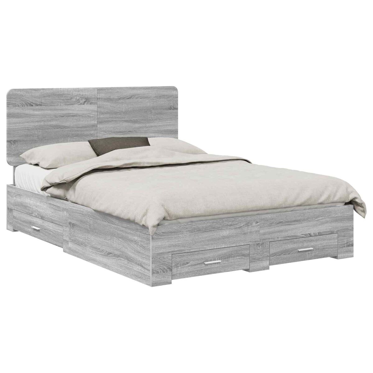 Estructura de cama matrimonial 143x203 Roble/ Gris