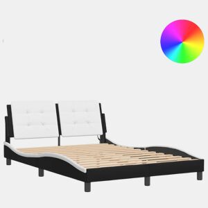 Estrutura de Cama de casal moderno com LED sem colchão Zadar 140x200cm pretobranco