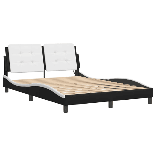 Estrutura de Cama de casal moderno com LED sem colchão Zadar 140x200cm pretobranco