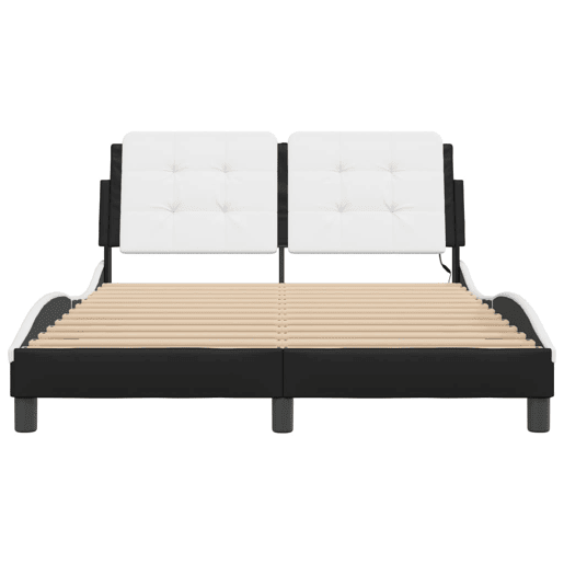 Estrutura de Cama de casal moderno com LED sem colchão Zadar 140x200cm pretobranco