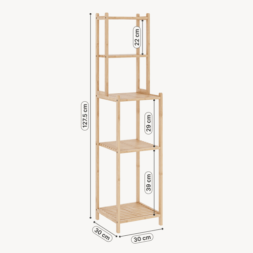 Estante de casa de banho Anun bambu 128x30x30cm - Natural en.casa