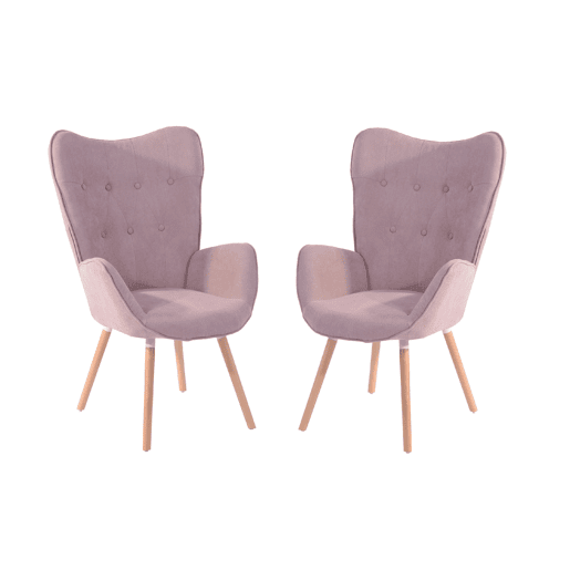 Pack de 2 Poltronas Relax de Interior com Encosto Alto Estofada e Pes Estilo Madeira Natural da MEUBLES COSY