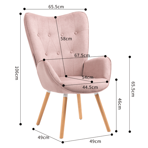 Pack de 2 Poltronas Relax de Interior com Encosto Alto Estofada e Pes Estilo Madeira Natural da MEUBLES COSY