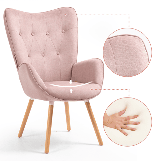 Pack de 2 Poltronas Relax de Interior com Encosto Alto Estofada e Pes Estilo Madeira Natural da MEUBLES COSY