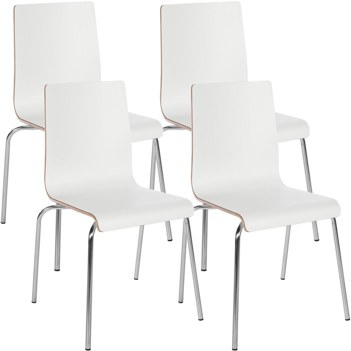 Juego de 4 sillas apilables gahanna madera blanco 49x49x85 cm