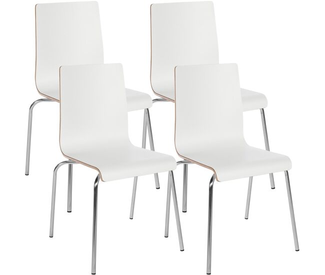 Juego de 4 sillas apilables gahanna madera blanco 49x49x85 cm