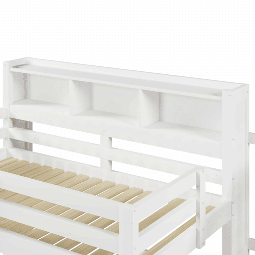 Beliche 90x200 cm - com luzes LED, grande espaço de armazenamento, escada com prateleiras, sem colchão - Branco Beliche 90x200 cm - com luzes LED, grande espaço de armazenamento, escada com prateleiras, sem colchão - Branco