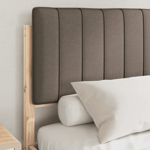 Estrutura de Cama de casal moderno com Cabeceira Estofada Cinzento-acastanhado
