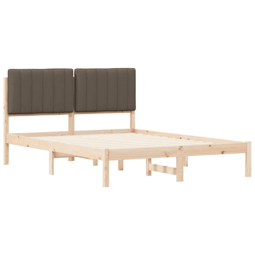 Estrutura de Cama de casal moderno com Cabeceira Estofada Cinzento-acastanhado