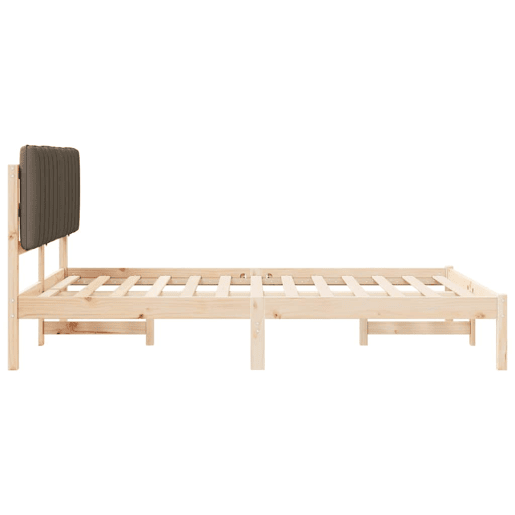 Estrutura de Cama de casal moderno com Cabeceira Estofada Cinzento-acastanhado