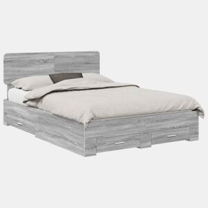 Estrutura De Cama De Casal Moderno - Cinza Sonoma 140 x 190 cm Madeira processada