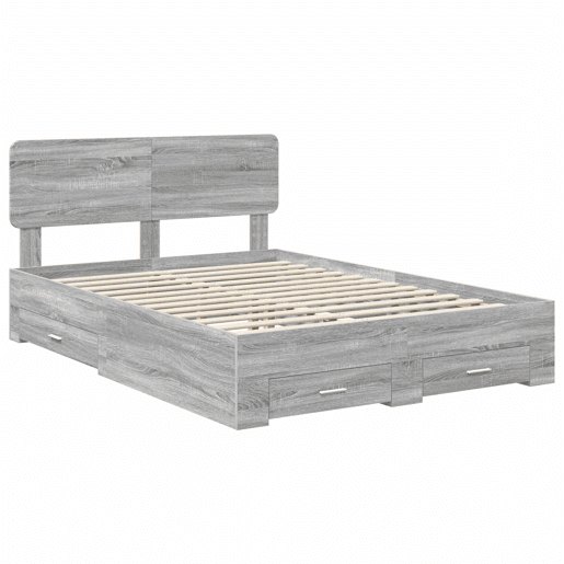 Estrutura De Cama De Casal Moderno - Cinza Sonoma 140 x 190 cm Madeira processada