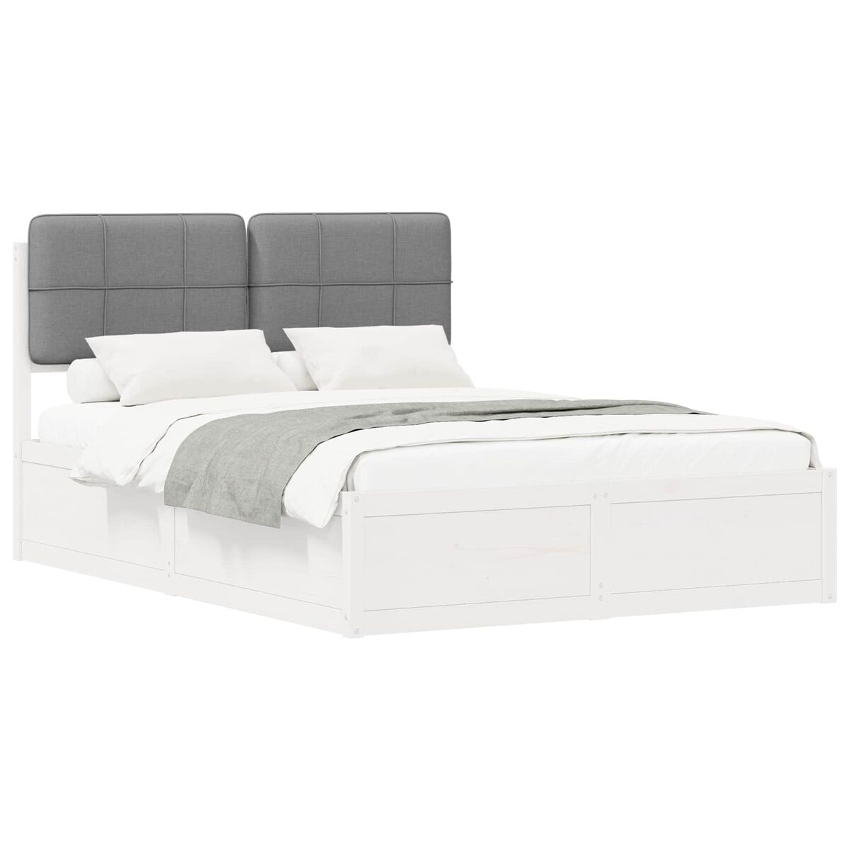 Estructura de cama matrimonial 145x195 Blanco/ Gris Claro