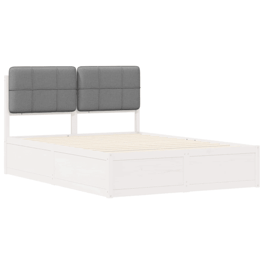 Estrutura de Cama de casal moderno com Cabeceira Estofada Cinzento-claro